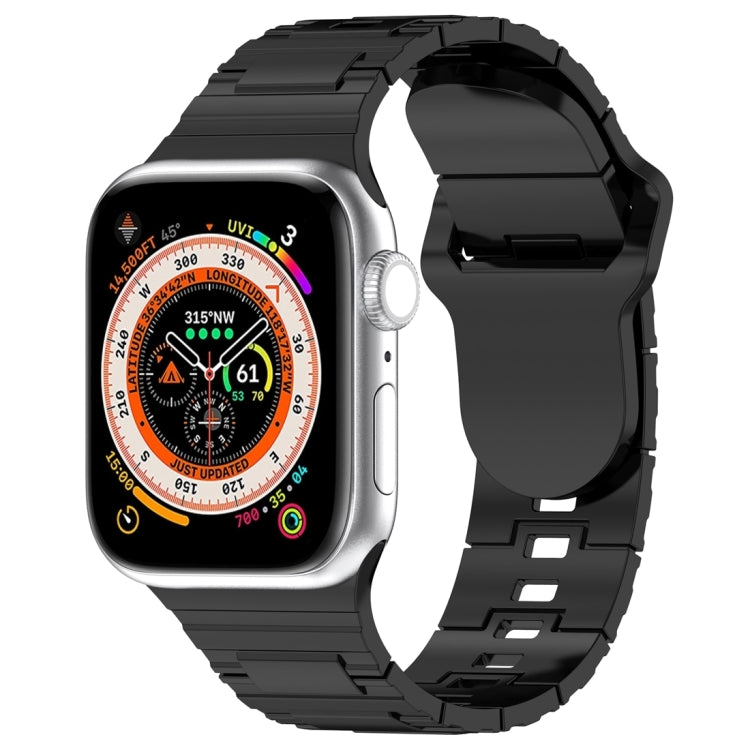 Armor-style silicone watch band with square buckle, black