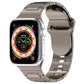 Armor-style silicone watch band with square buckle, silver