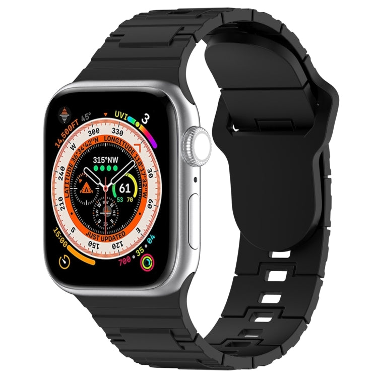 Armor-style silicone watch band with square buckle, black