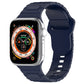Silicone watch band with square buckle, dark blue armor-style link strap