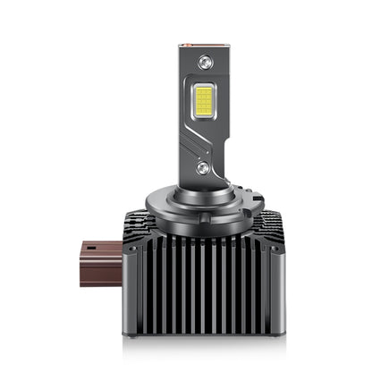 Car LED headlight bulb with yellow LED chip, copper base, and finned heatsink