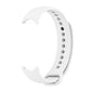White silicone smartwatch band with multiple vent holes and clasp loop