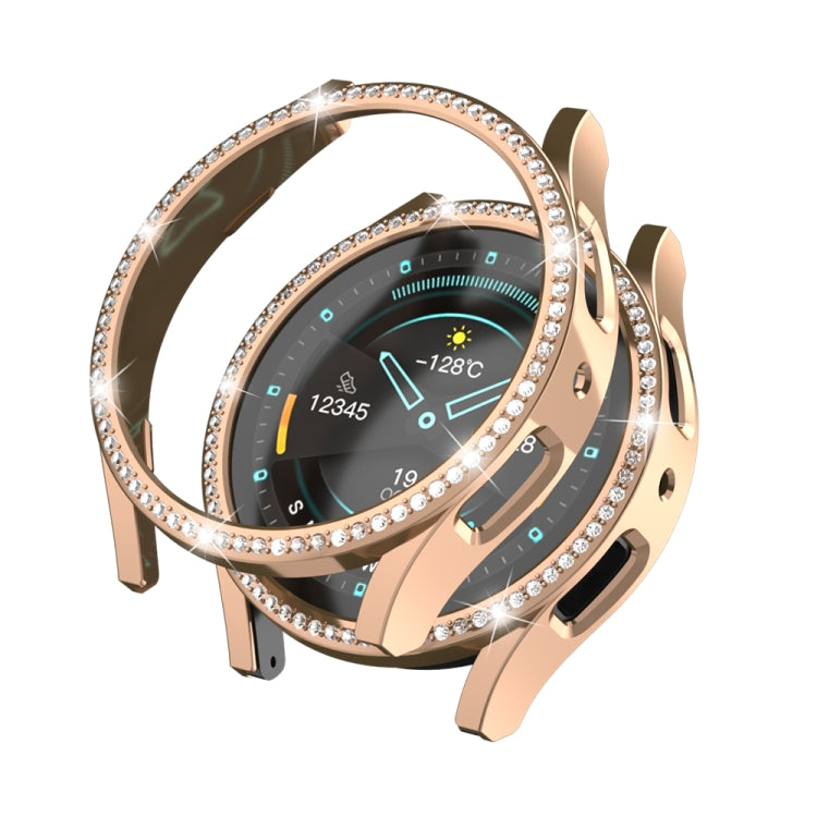 Rose gold diamond hollow PC watch case with rhinestone bezel and protective cover