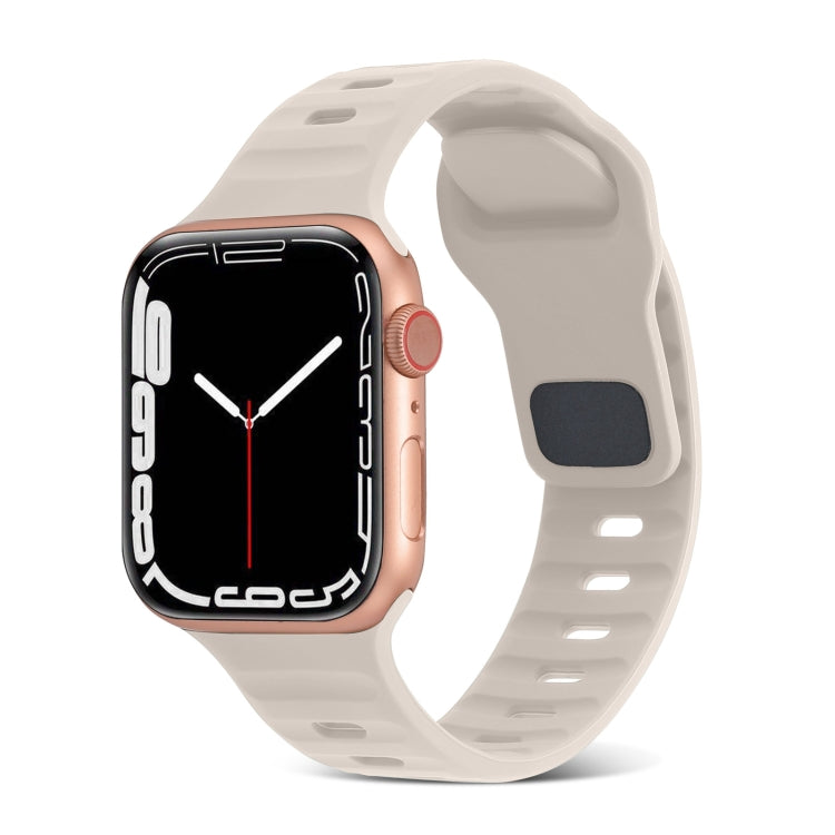 White silicone watch band with square buckle and strap holes