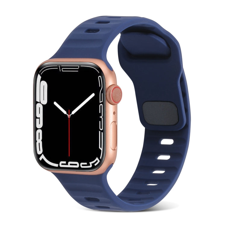 Silicone watch band with square buckle, dark blue