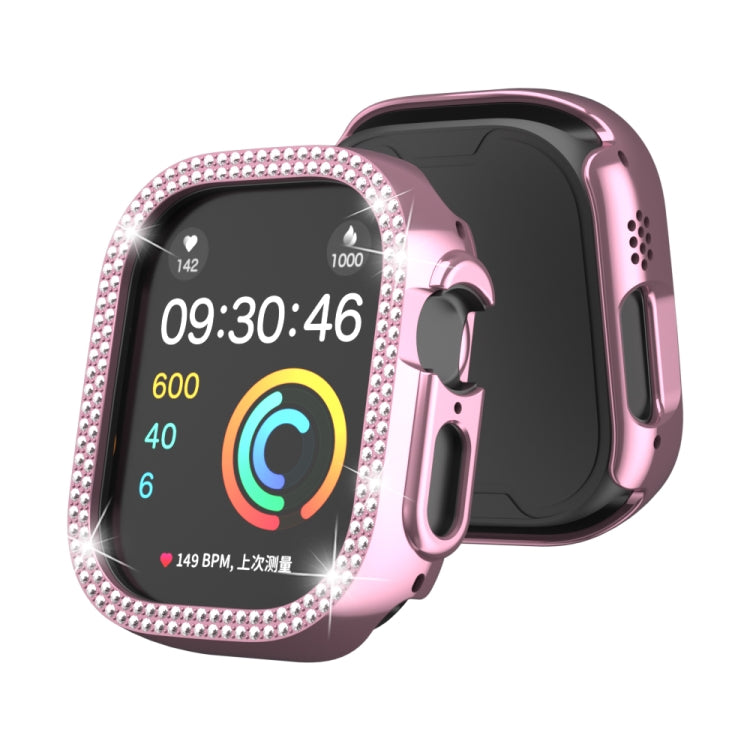 Pink diamond-studded double-row watch case cover for 49mm Apple Watch Ultra