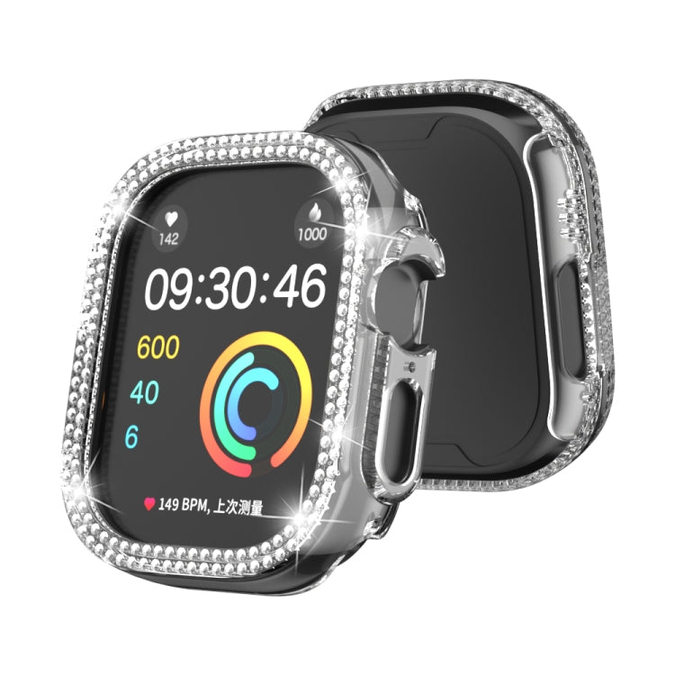 Rhinestone double-row watch case, clear frame with diamond bezel and protective bumper
