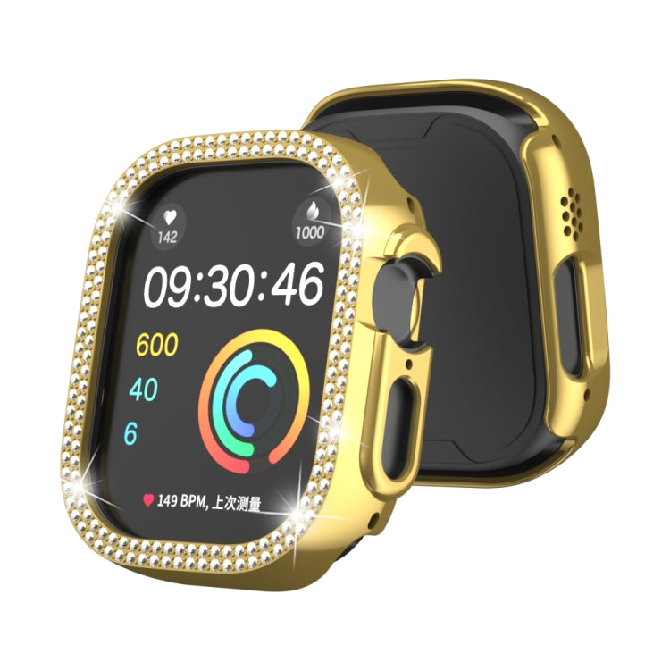 Gold diamond-studded double-row watch case cover for 49mm Apple Watch Ultra
