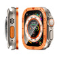 Orange metal ring tempered screen protector for Apple Watch 49mm, front curved glass
