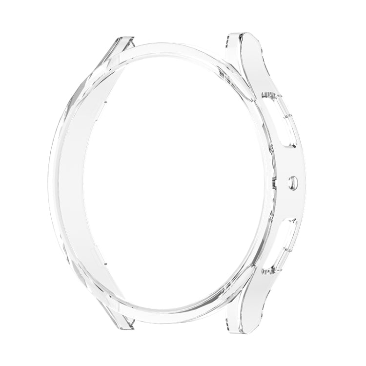 Transparent PC protective watch case with open-frame design for a round smartwatch.