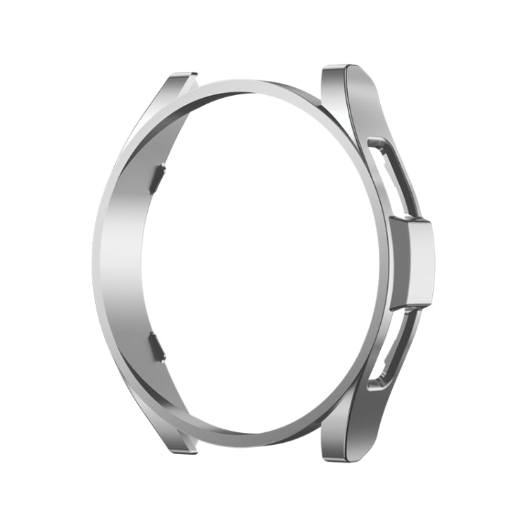 Silver open-frame PC watch protective case with side cutouts for round smartwatch.