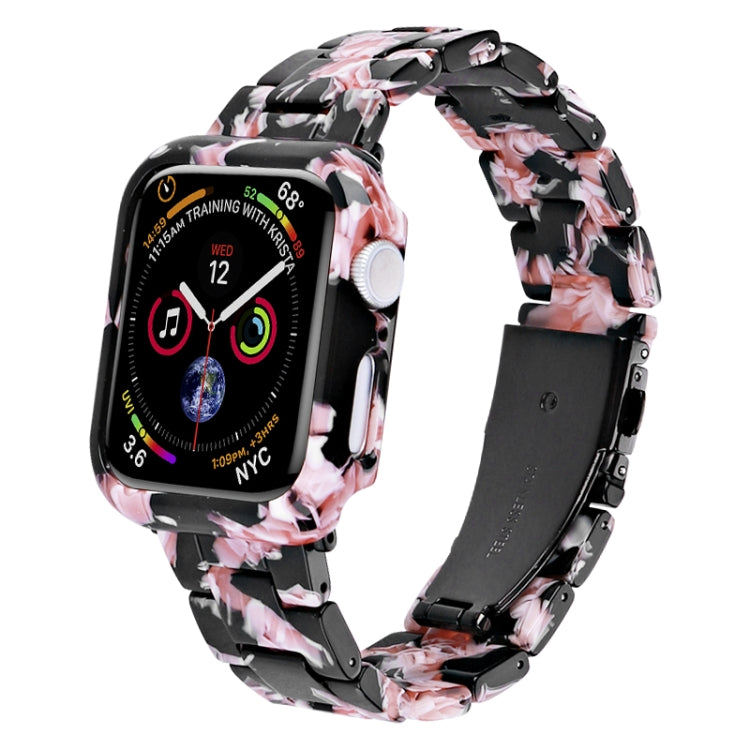 Floral rainbow resin watch band with matching protective case