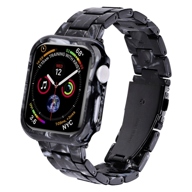 Black camo-style resin watch band with matching protective case