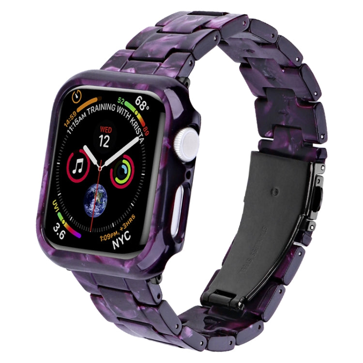 Purple patterned resin watch band with matching protective case