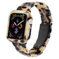 Tan and dark tortoiseshell resin watch band with protective case for Apple Watch