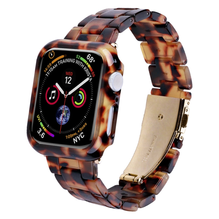 Printed resin Apple Watch band case kit with dark tortoiseshell link strap