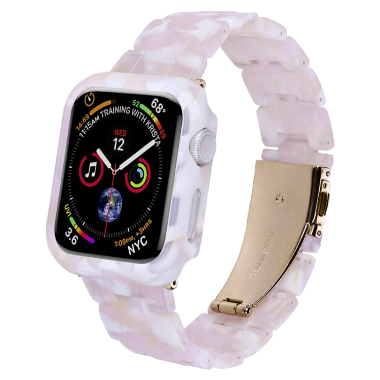 Resin watch band case kit for Apple Watch with pale pink translucent patterned strap