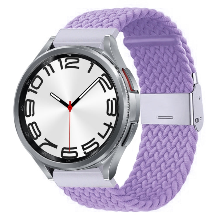 Braided nylon watch band with metal buckle, solid light purple braided weave