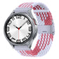 Braided nylon watch band with metal buckle, white and pink knit weave