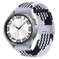 Nylon braided watch band with silver buckle, black and white zigzag braid