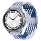 Braided nylon watch band with metal buckle, blue and white braided pattern