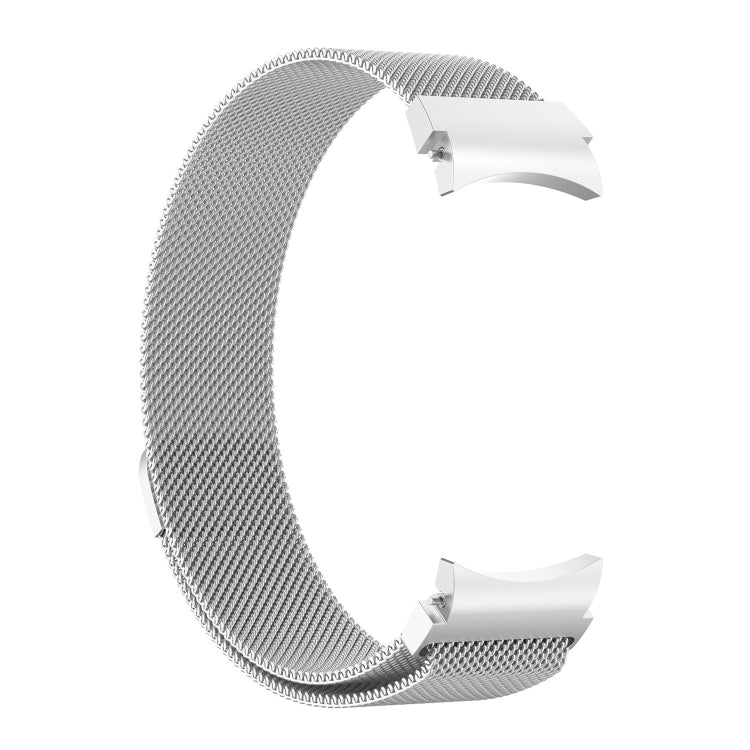 Milan magnetic metal watch band, silver mesh with magnetic clasp tabs