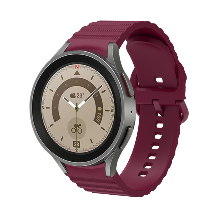 Wine red wave-dotted silicone watch band with buckle for Galaxy Watch 6/6 Classic