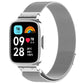 Milan metal watch band with watch frame, gray strap and silver case