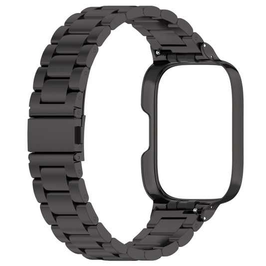 Metal watch band with frame, black band with clear front frame on blank screen