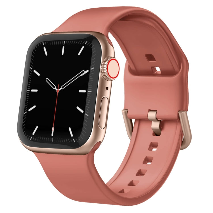 Rust red silicone watch band with pin buckle and perforated strap holes