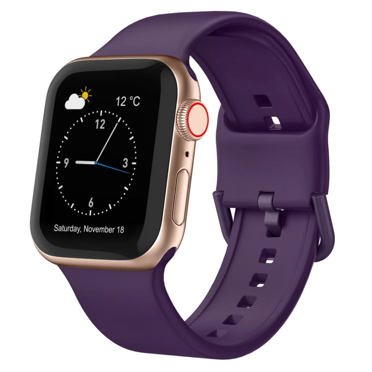Purple silicone watch band with pin buckle and perforated strap holes
