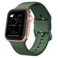 Silicone watch band with pin buckle, dark green strap with perforations