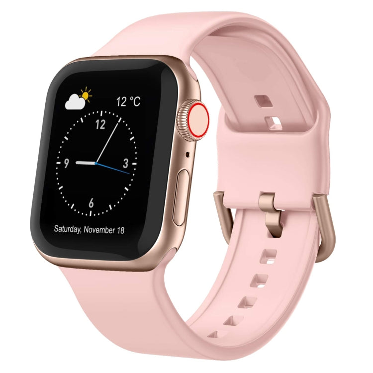 Silicone watch band with pin buckle, blush pink strap with perforations