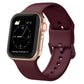 Burgundy silicone pin-buckle watch band with perforated strap and adjustable clasp