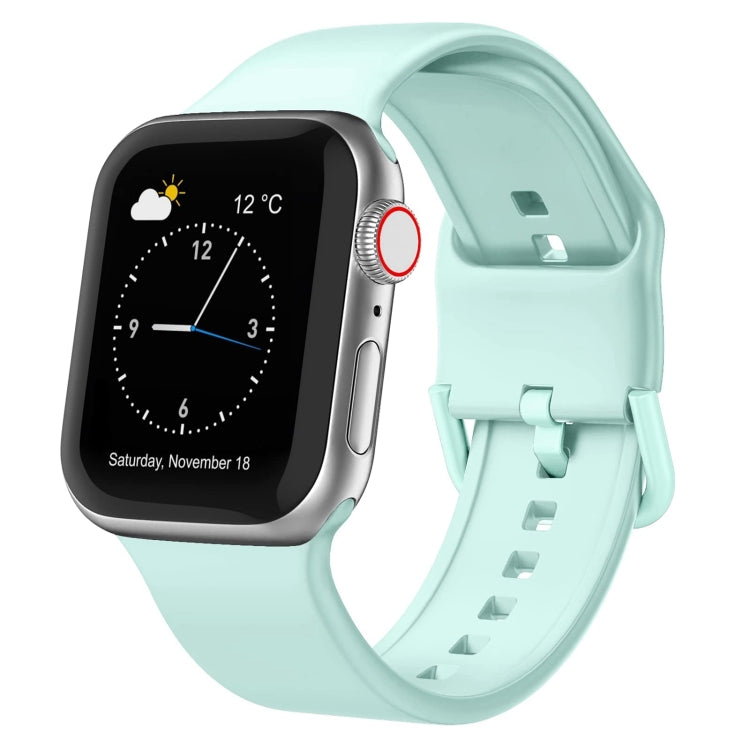 Silicone watch band with pin buckle, mint green perforated strap