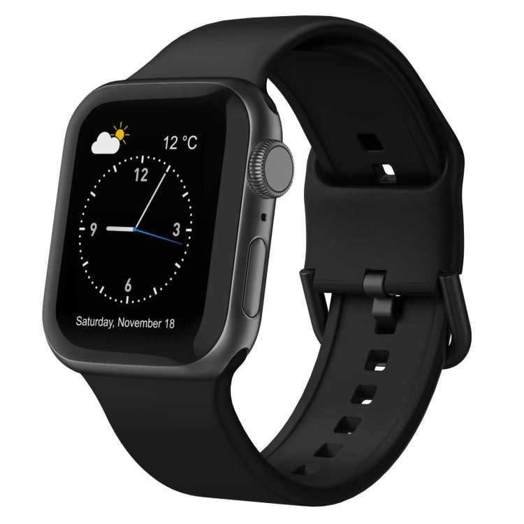 Silicone watch band with pin buckle, black