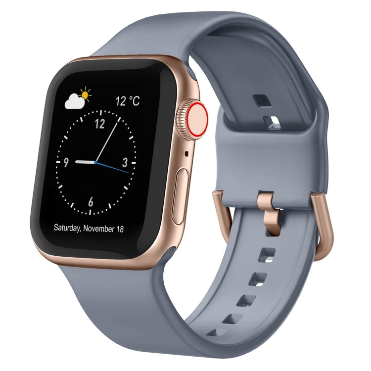 Silicone watch band with pin buckle, steel gray