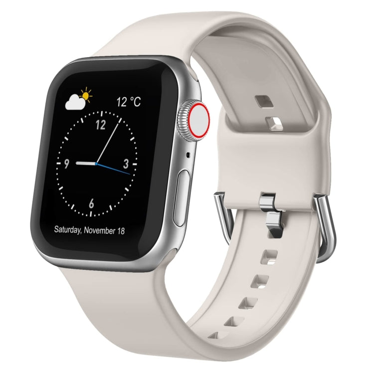 Silicone watch band with pin buckle, white, for Apple Watch