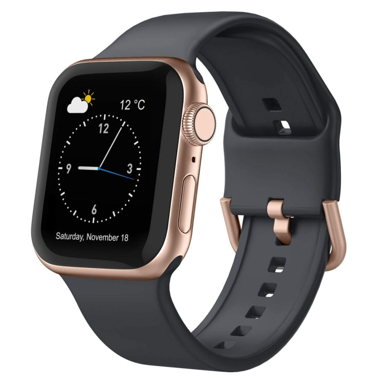 Pin buckle silicone watch band, black with multiple adjustment holes