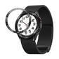 Protective watch frame ring in black with silver bezel scale