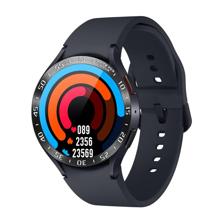 Protective watch frame ring in black with multicolor bezel scale
