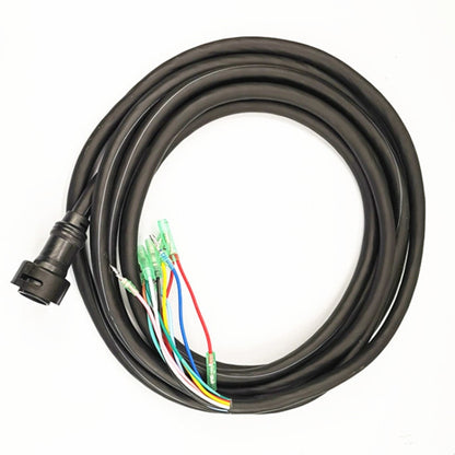 Yamaha 10-pin outboard control cable with black wiring harness and molded connector