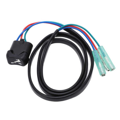 Outboard tilt lift switch wiring harness with black connector and colored leads