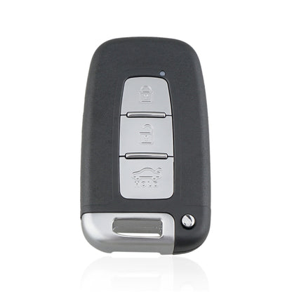 Black 3-button car key fob with silver remote buttons and lock/unlock icons