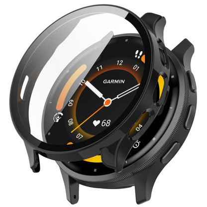 Black PC watch case with integrated tempered glass film and clear screen cover