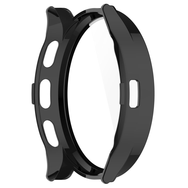 Black PC watch case with integrated tempered glass film, open-frame design