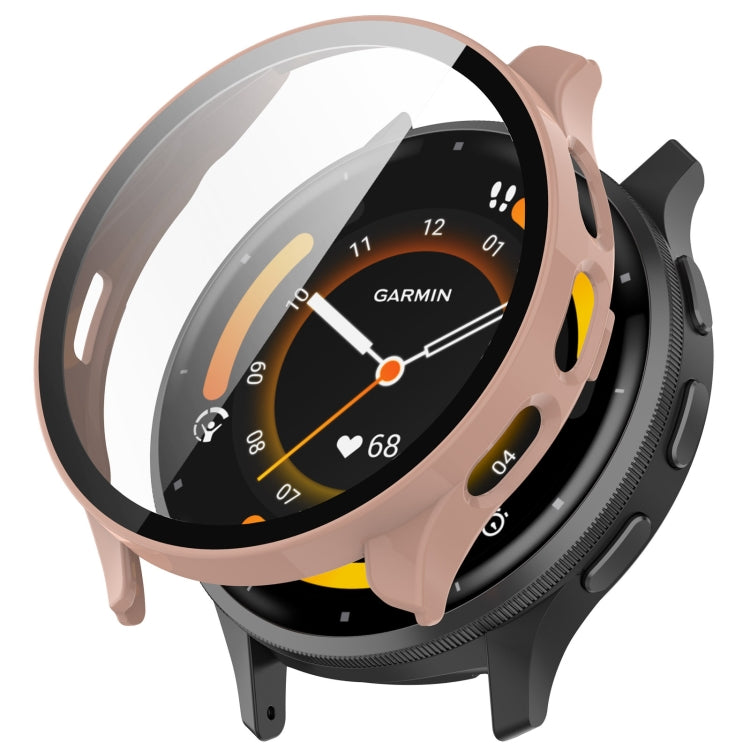 PC and tempered glass watch case with clear screen cover in rose pink