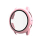 Pink protective watch bezel case with dark ring trim and side openings