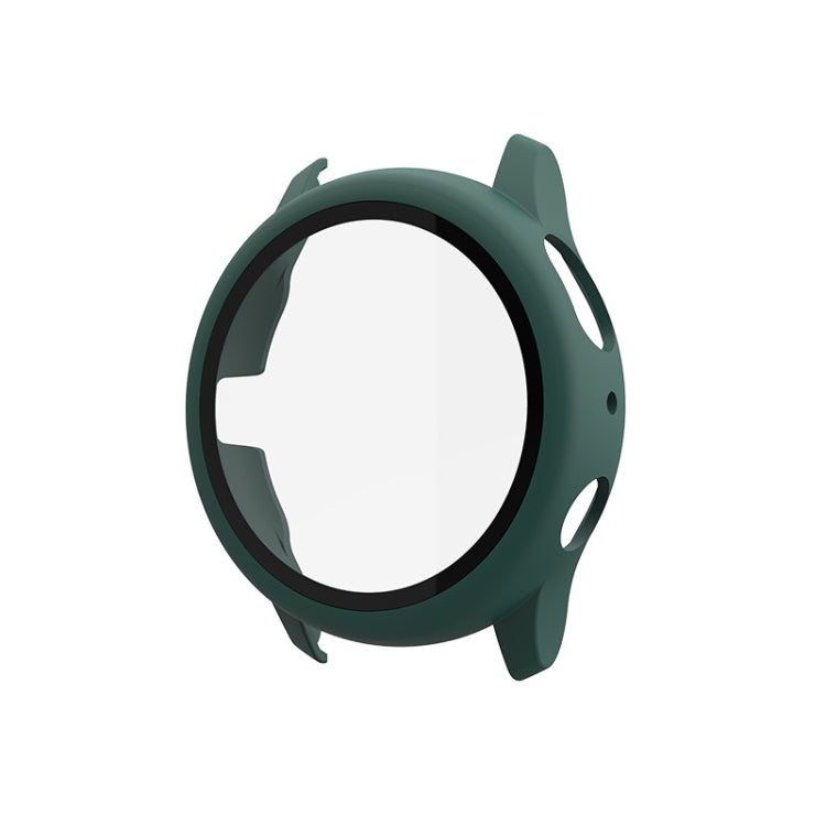 Protective smartwatch case with tempered glass film, dark green ring with cutouts