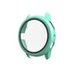 Protective smartwatch case with tempered glass film, mint green bezel angled view